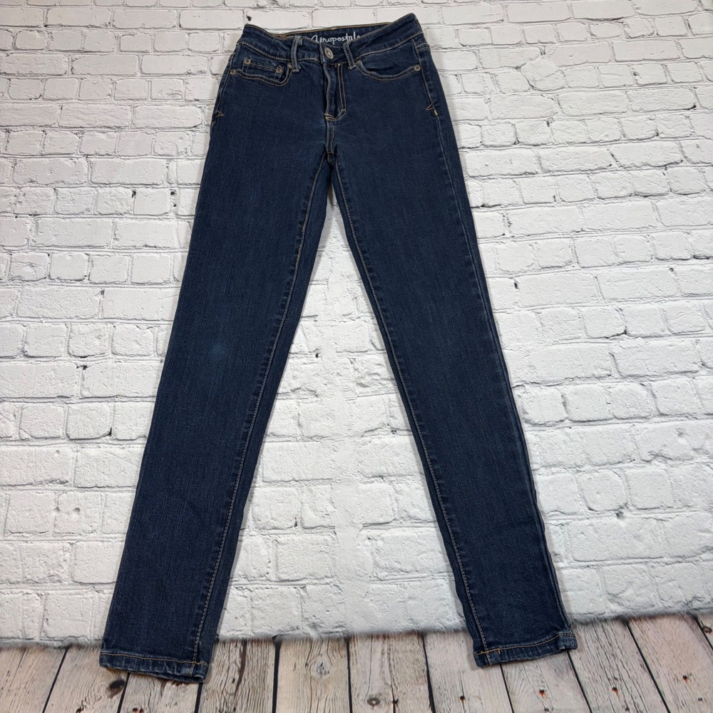 Aeropostale Bree High Rise Jegging Jeans Dark Wash Blue 000 Short 0597AF13